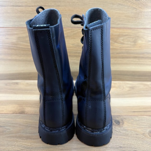 Demonia Combat Boots Mens 9 Blue Leather Cap Toe Hard Toe Lace Up Grunge - Picture 8 of 12